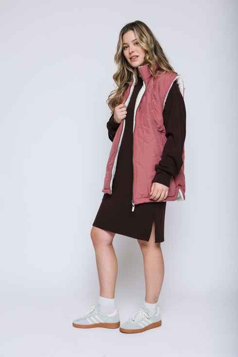 Julie-Reversible Sherpa Lined Vest